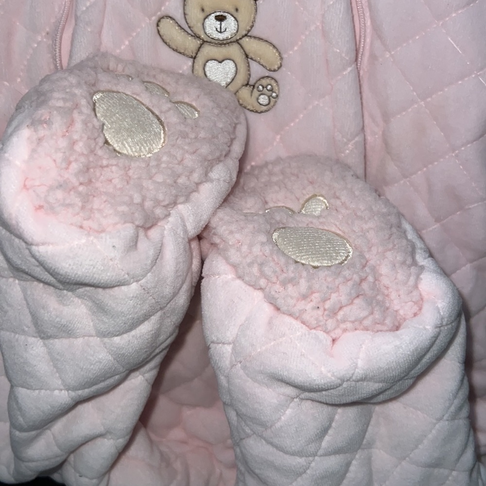 Little Me Baby Girl’s Faux Fur& Quilted Bear Footie. Size 6-9 M. Gently used. - Picture 8 of 9